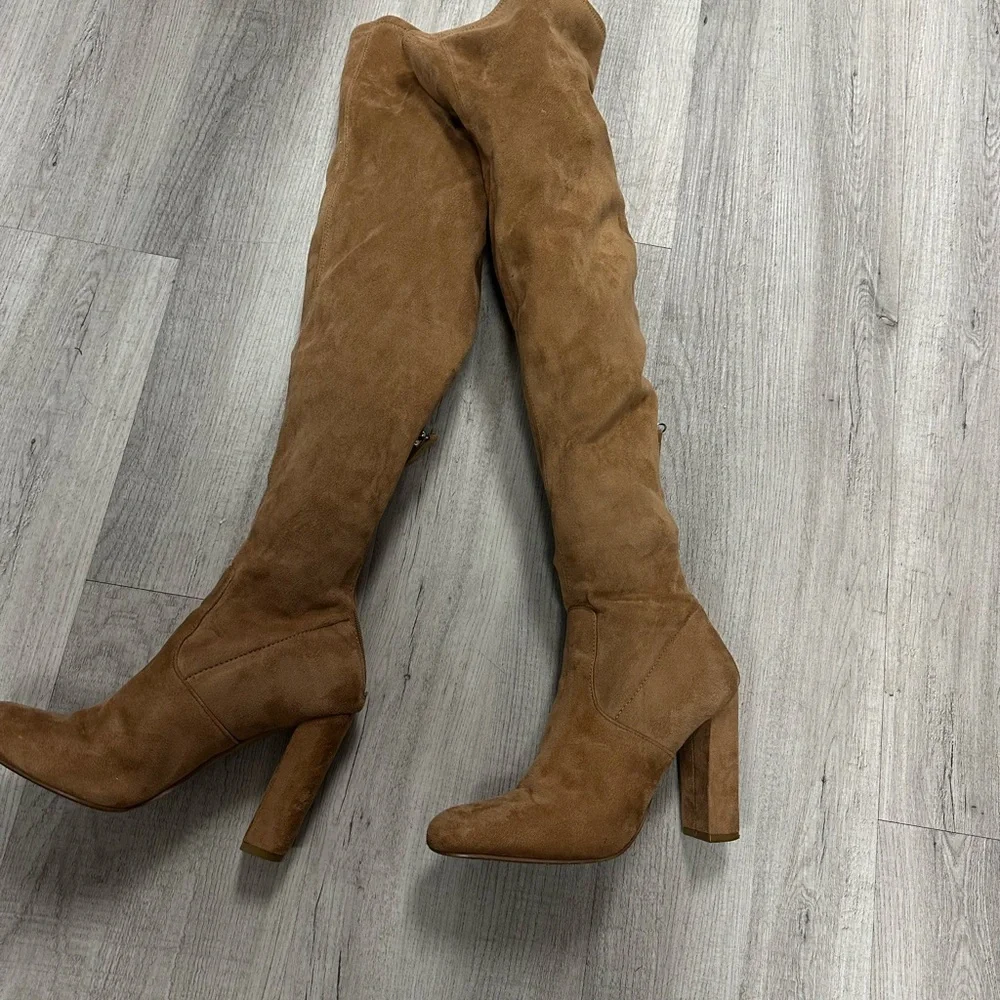 Emotions Over the Knee Boots Tan Camel Block Heel Size 6.5 - Picture 3 of 7